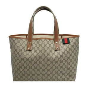 Gucci Tote Bag White Pattern Leather Beige Brown